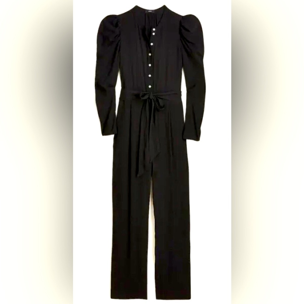 J Crew Drapey Puff Sleeve Jumpsuit